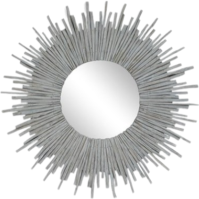 Twig Sunburst Mirror-Whitewash, 43"