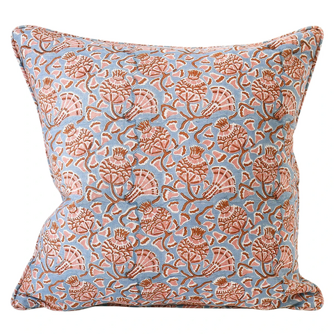 Iznik Winter Bloom Linen Cushion, 20" x 20"