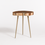 Molten End Table, Natural Finish and Bronze Fill