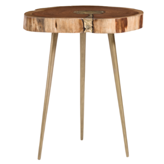 Molten End Table, Natural Finish and Bronze Fill