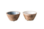 Enameled Mango Wood Bowl, White