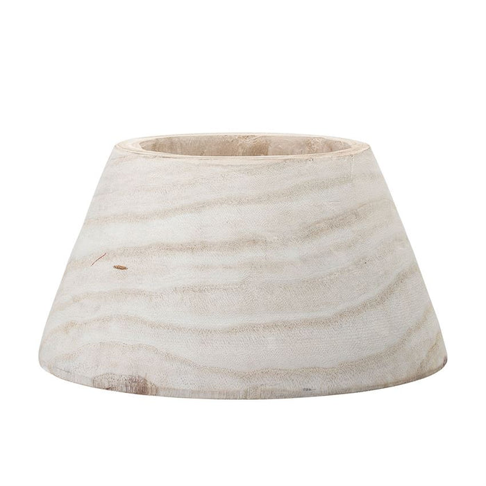 Hand-Carved Paulownia Wood Planter, Whitewashed