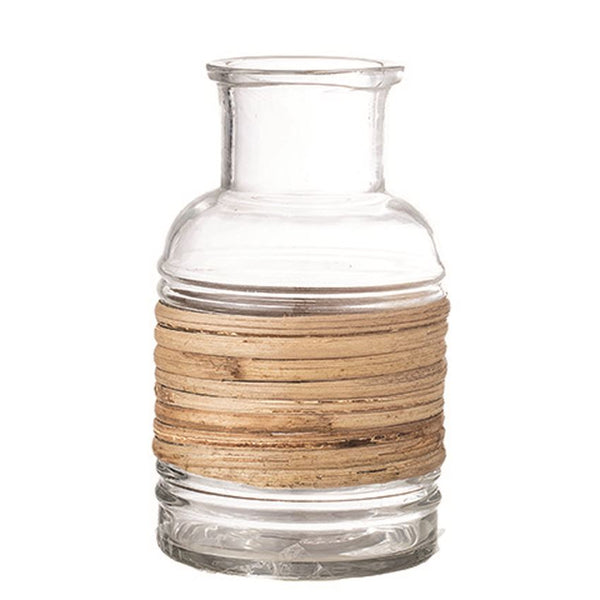 Glass Vase Wrapped with Rattan