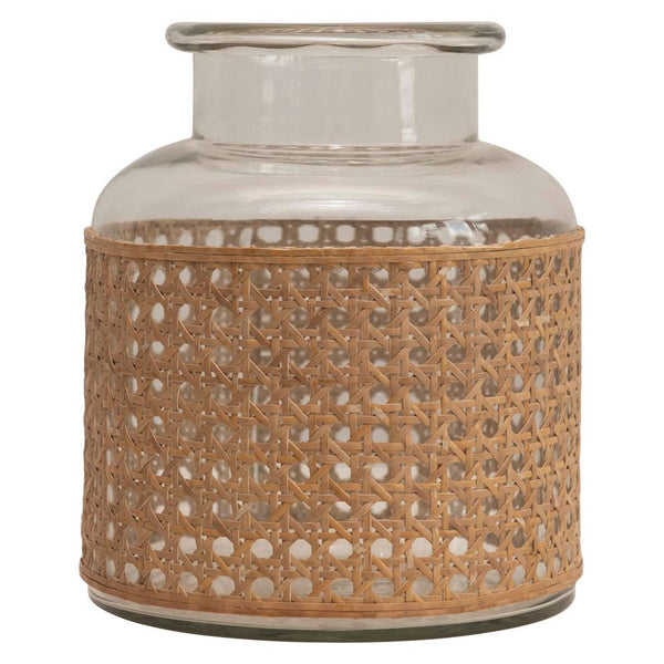 Cane Wrapped Glass Vase