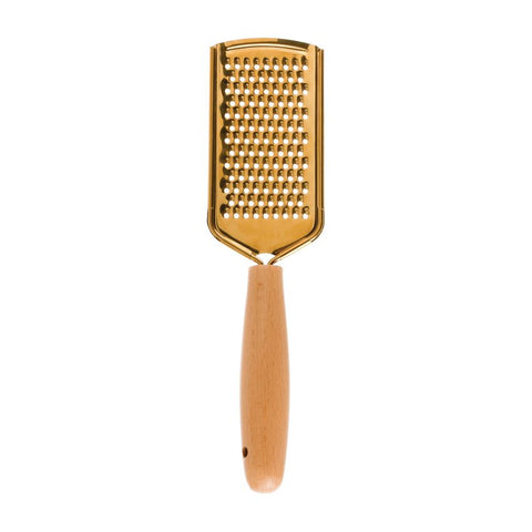 Stainless Steel Grater with Wood Handle, Gold Finish