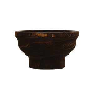 Decorative Paulownia Wood Footed Bowl, Black Stained Finish