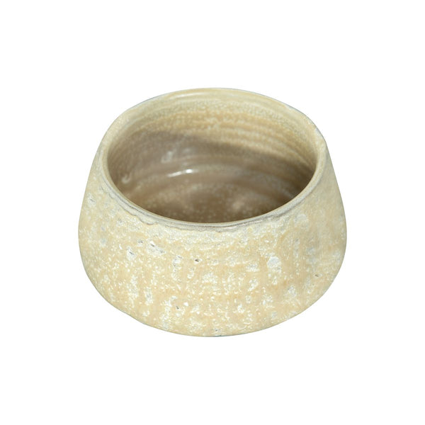 Stoneware Footed Planter, Beige Glaze