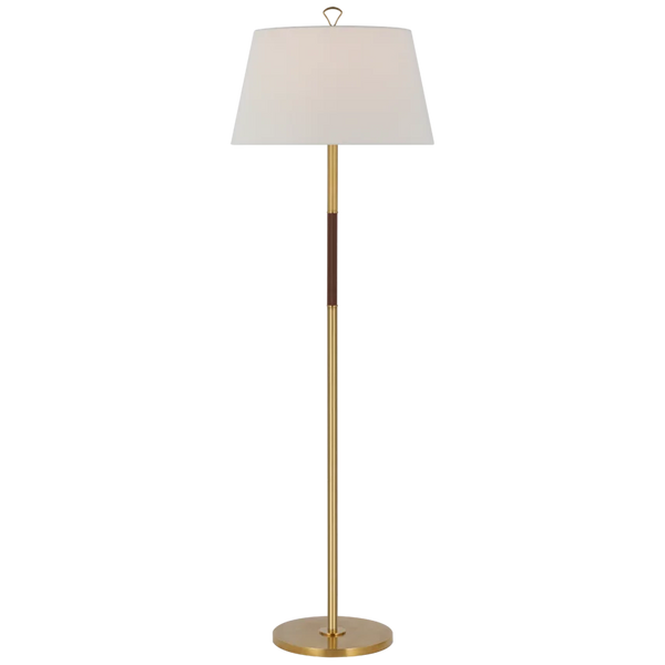 Griffin Large Floor Lamp, Brass and Leather