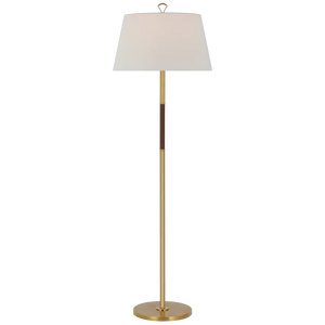 Griffin Large Floor Lamp, Brass and Leather