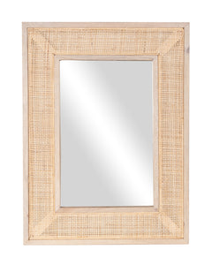 Everly Rectangular Mirror-Wood/Cane, 24"W x 1"D x 18"L
