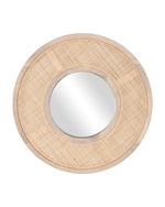 Everly 24" Round Mirror, Wood/Cane