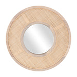 Everly 24" Round Mirror, Wood/Cane