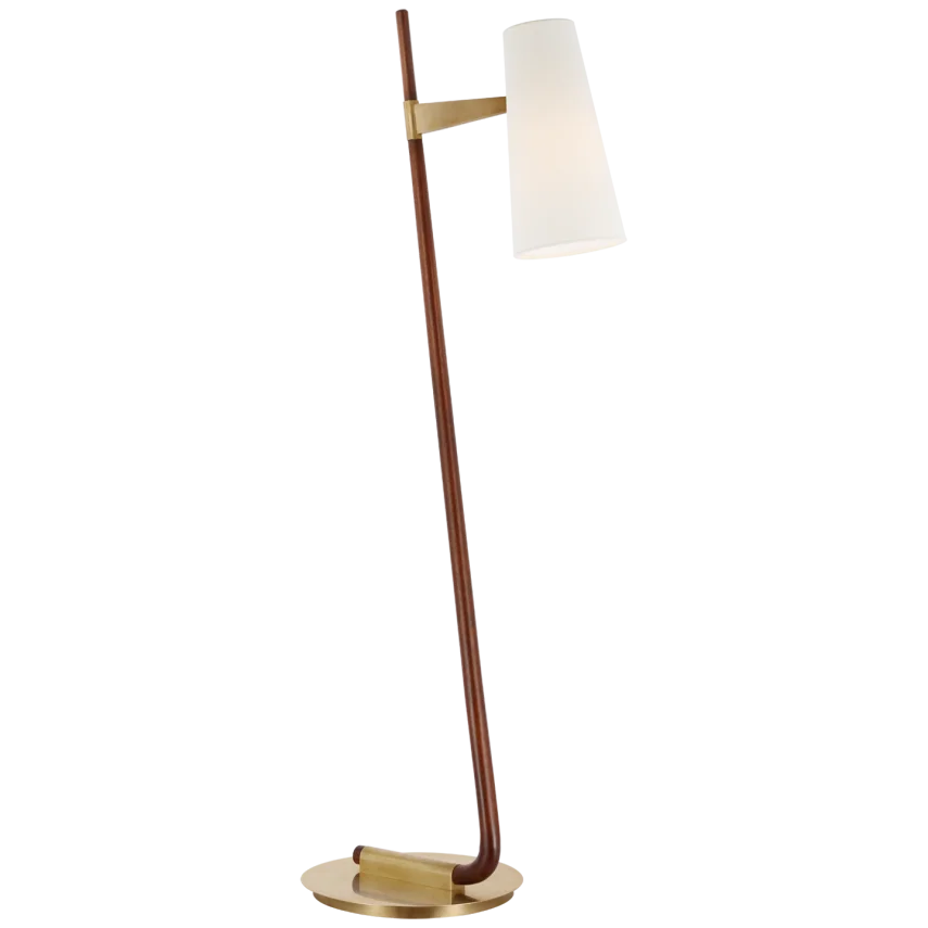 Katia Floor Lamp, Mahogany and Brass