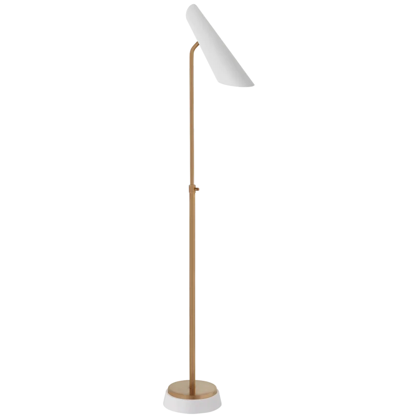 Franca Adjustable Floor Lamp, Brass with White Shade