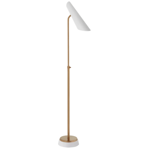 Franca Adjustable Floor Lamp, Brass with White Shade