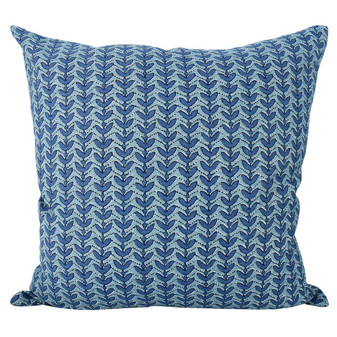 Aswan Azure Linen Cushion, 20" x 20"
