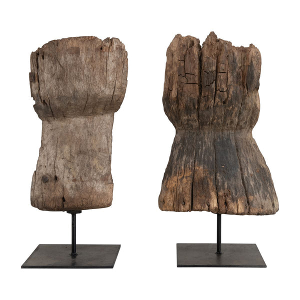 Found Wood Fragment on Metal Wood Stand