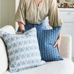 Aswan Azure Linen Cushion, 20" x 20"