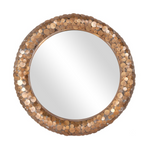 Sawyer 32" Round Mirror, Antique Brass