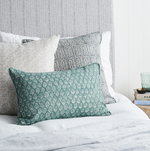 Scopello  Celadon Linen Cushion. 14" x 22"