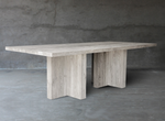 Reclaimed Teak Lightened Outdoor Dining Table, T-Base, 96"L x 38"W