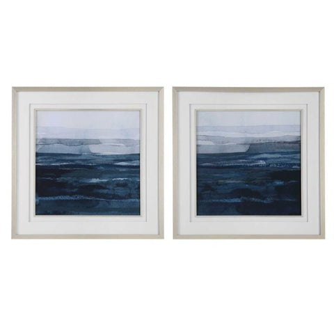 Rising Blue Framed Prints, 2 Styles, 34"W X 34"H X 2"D