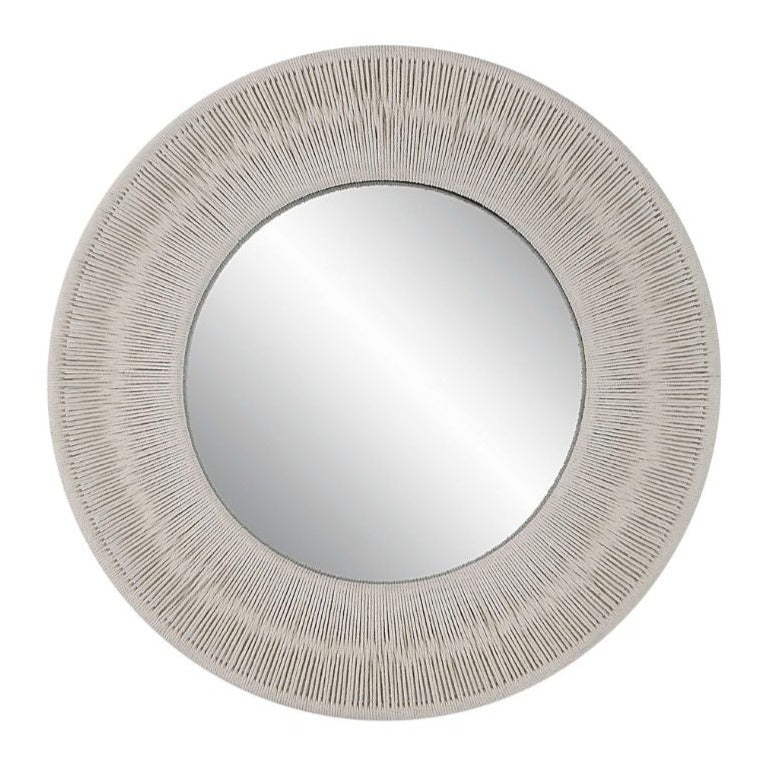 Sailor's Knot Small Round Mirror, White, 33" Dia.