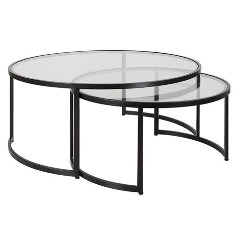 Rhea Nesting Coffee Tables- Black, S/2