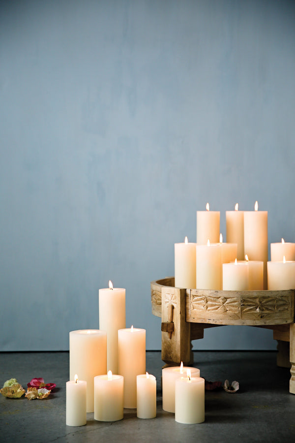 Unscented Pillar Candles, Various Sizes