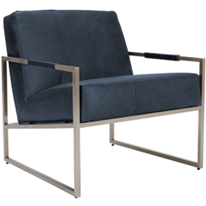 Munro Leather Chair, Azure/Brushed Nickel