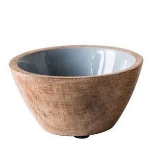 Enameled Mango Wood Bowl, Gray