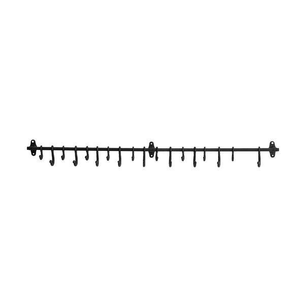 Forged Metal Wall Rod with 18 Hooks