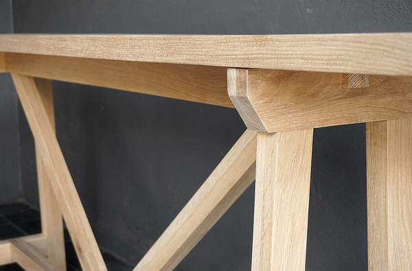 Oak French Farm Console, 84"L x 15"W x 34"H