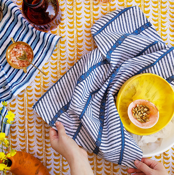 Zanzibar Denim Cotton Napkins, Set of 4