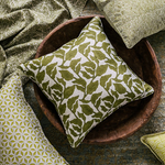 Flores Moss Linen Cushion, 20" x 20"
