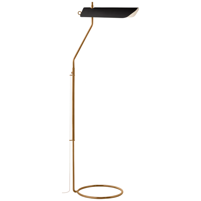 Miles Floor Lamp, Brass with Black Shade