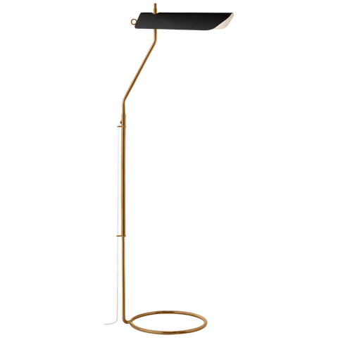 Miles Floor Lamp, Brass with Black Shade