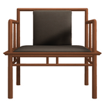 Modern Ming Leather Lounge Chair, Ginger/Chia