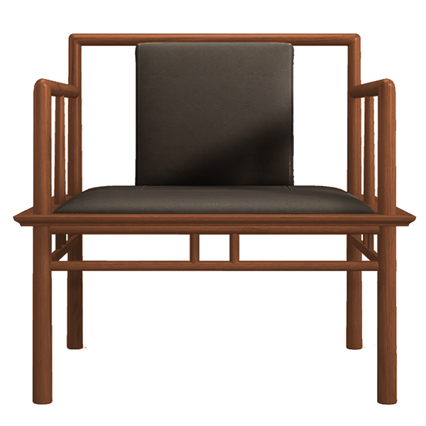Modern Ming Leather Lounge Chair, Ginger/Chia