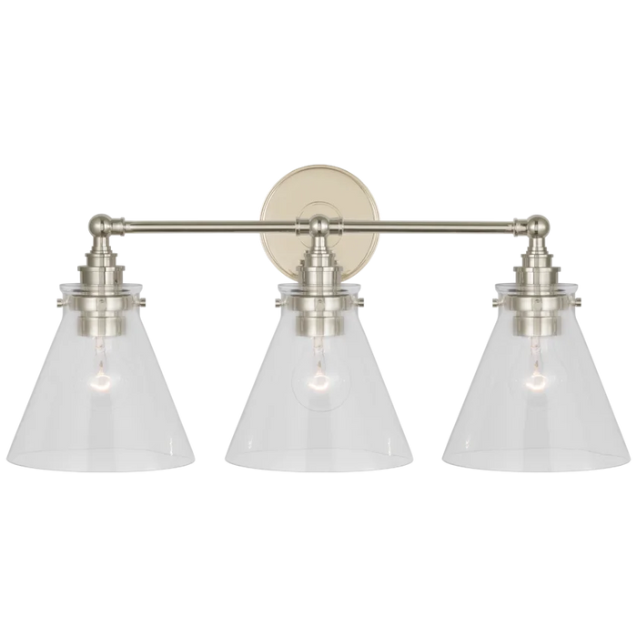 Parkington 24" Three Light Bath Bar, Polished Nickel