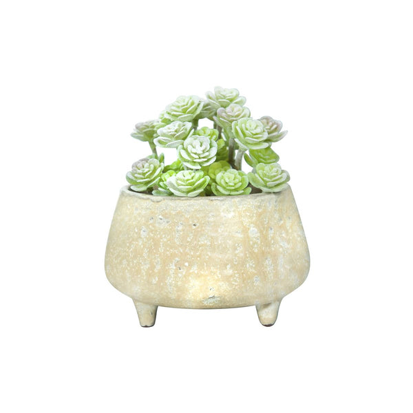Stoneware Footed Planter, Beige Glaze