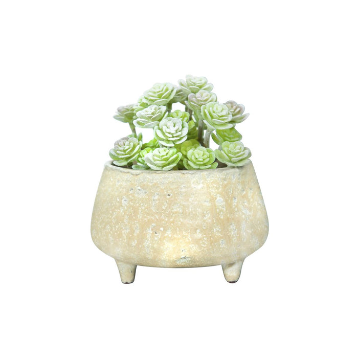 Stoneware Footed Planter, Beige Glaze