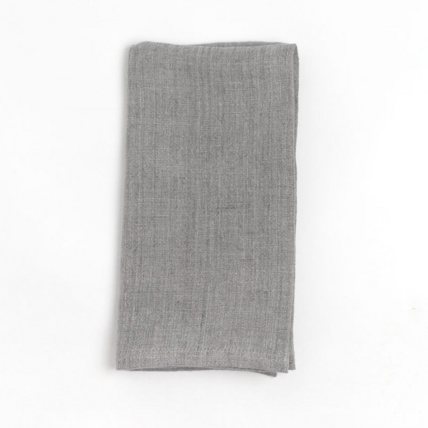 Stone Washed Linen Hemmed Dinner Napkin (Oyster), Set of 6