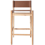 Lili Barstool, Camel Leather w/ Natural Teak Wood