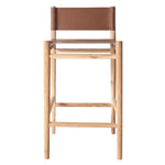 Lili Counter Stool, Camel Leather w/ Natural Teak Wood
