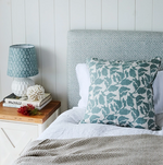 Flores Celadon Linen Cushion, 22" x 22"