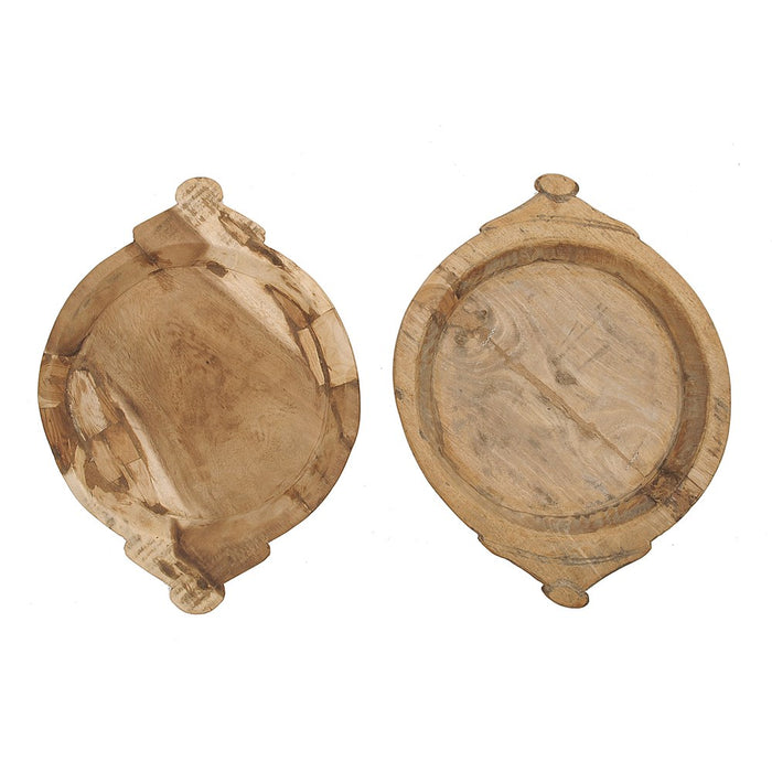 Round Wood Hand-Carved Bowls