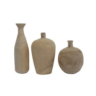 Paulownia Wood Vases, Set of 3
