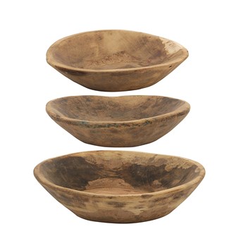 Found Wood Hand-Carved Bowls, 3 Sizes