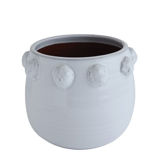 Terra-Cotta Planter, White With Raised Dots